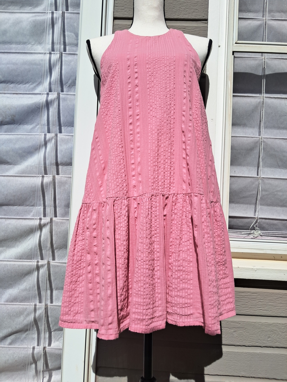 Urban Outfitters Pink Textured Tiered Sundress
